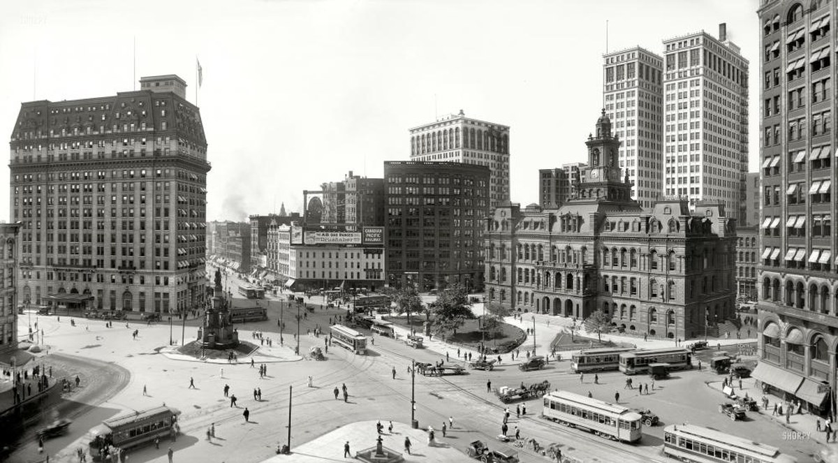 1910s Industrial Cityscape & Early Automotive Photo Repair Original Degraded Scan